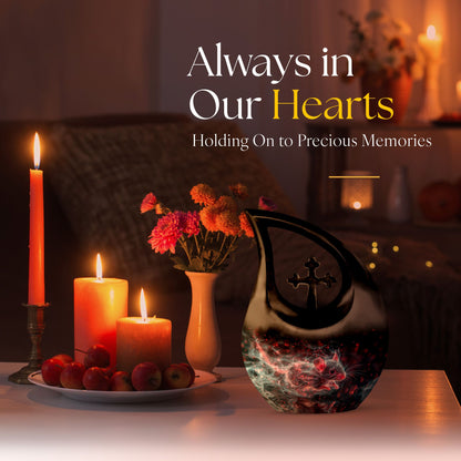 10-inch Mystical Nebula Mouse urn with Cross Drop design