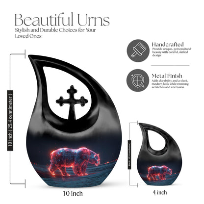 10-inch Polar Fire Sentinel Urn with Cross Drop design