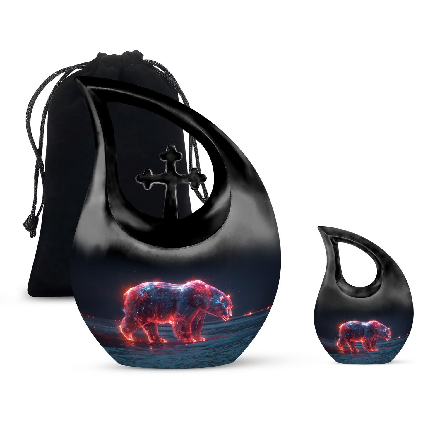 10-inch Polar Fire Sentinel Urn with Cross Drop design
