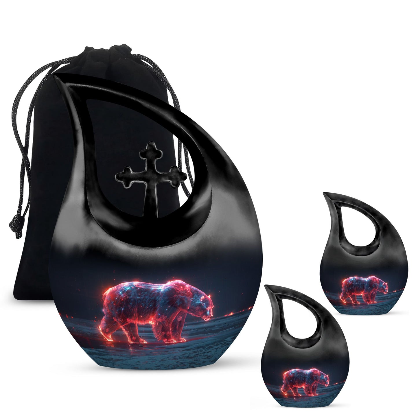 10-inch Polar Fire Sentinel Urn with Cross Drop design