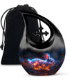 10 inch Mystic Fire Rabbit Urn, large drop shaped cremation 