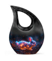 10 inch Mystic Fire Rabbit Urn, large drop shaped cremation 