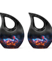 10 inch Mystic Fire Rabbit Urn, large drop shaped cremation 
