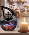 10 inch Mystic Fire Rabbit Urn, large drop shaped cremation 