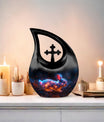10 inch Mystic Fire Rabbit Urn, large drop shaped cremation 