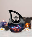 10 inch Mystic Fire Rabbit Urn, large drop shaped cremation 