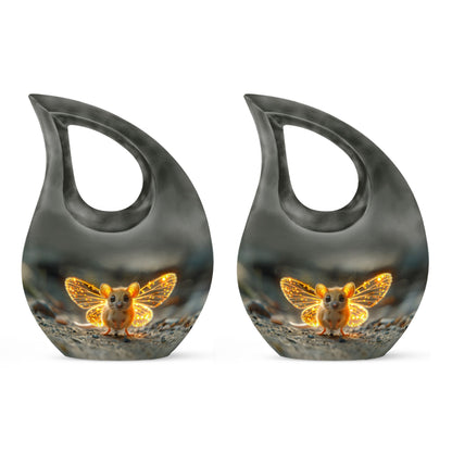 10-inch Mystic Firefly Mouse Urn, Cross Drop 