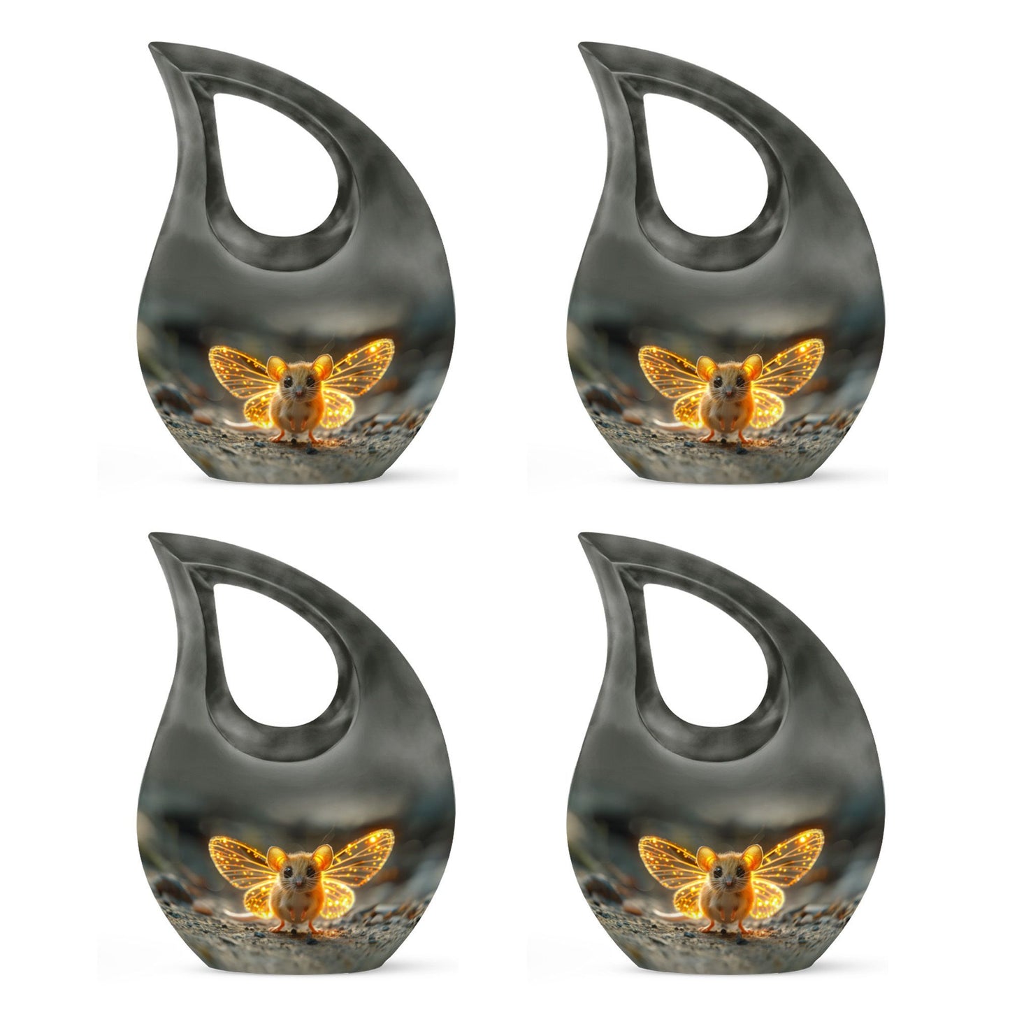 10-inch Mystic Firefly Mouse Urn, Cross Drop 