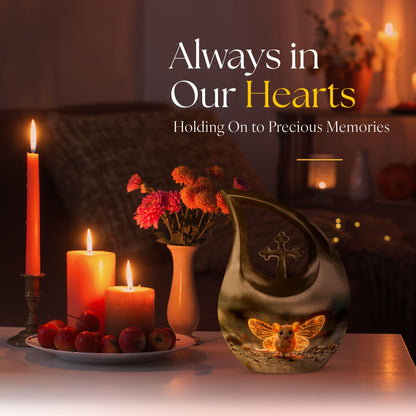 10-inch Mystic Firefly Mouse Urn, Cross Drop 
