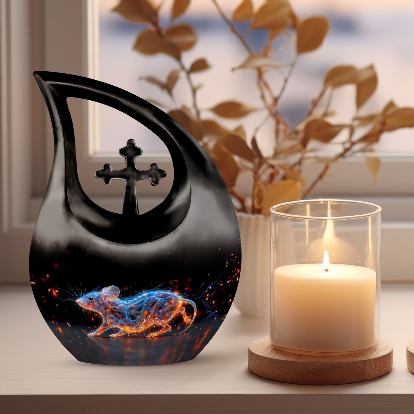 10 inch Cosmic Ember Mouse urn 