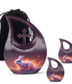 10-inch Fiery Ethereal Rabbit Urn with Cross Drop
