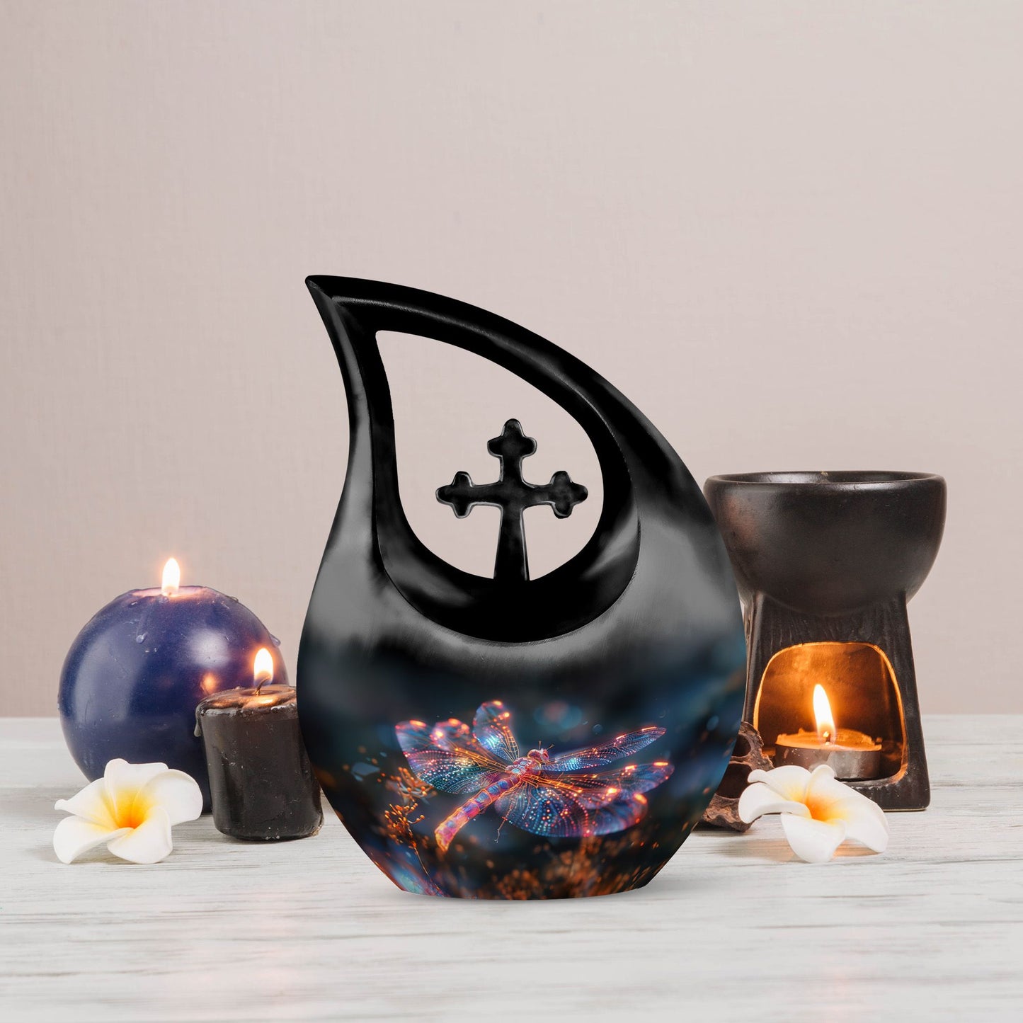 10-inch Digital Firefly Urn with Cross Drop design,