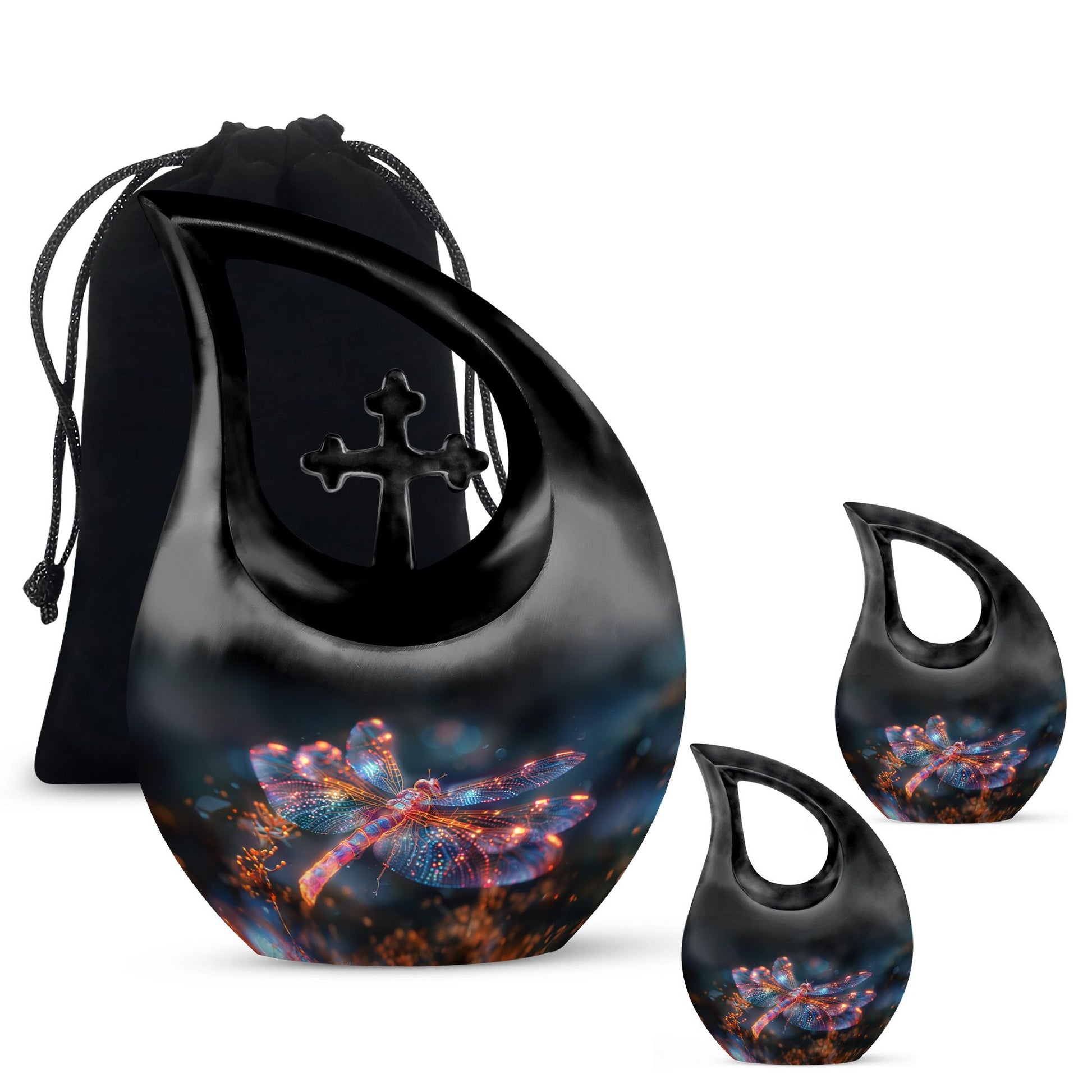 10-inch Digital Firefly Urn with Cross Drop design,