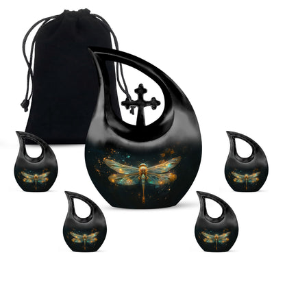 Personalized Dragonfly Cremation Urn for Women - 10-inch, 200 cu in - Yatskia