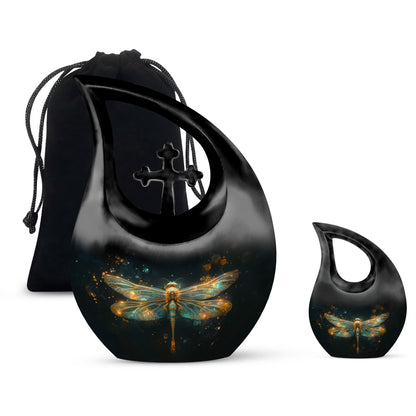 Personalized Dragonfly Cremation Urn for Women - 10-inch, 200 cu in - Yatskia