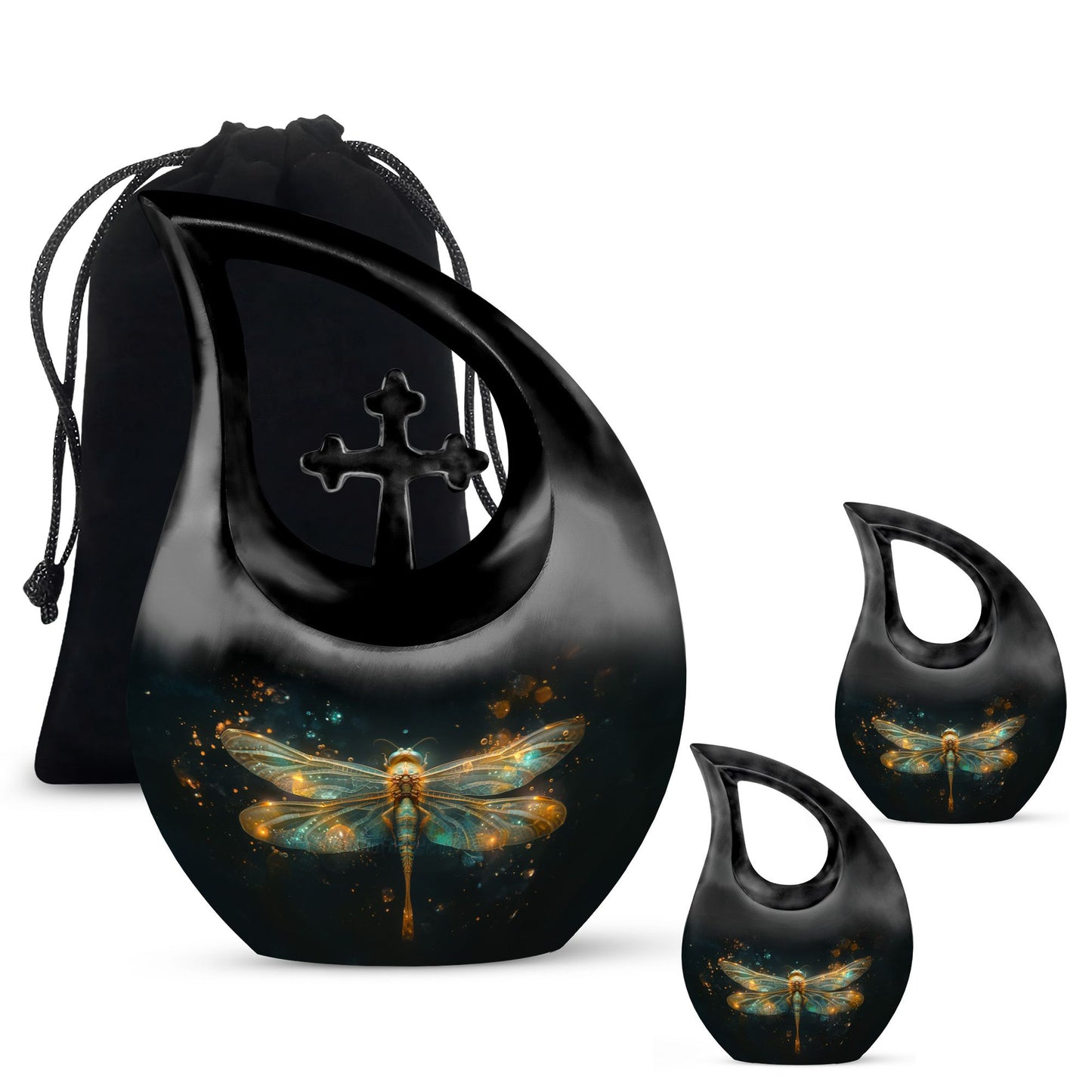 Personalized Dragonfly Cremation Urn for Women - 10-inch, 200 cu in - Yatskia