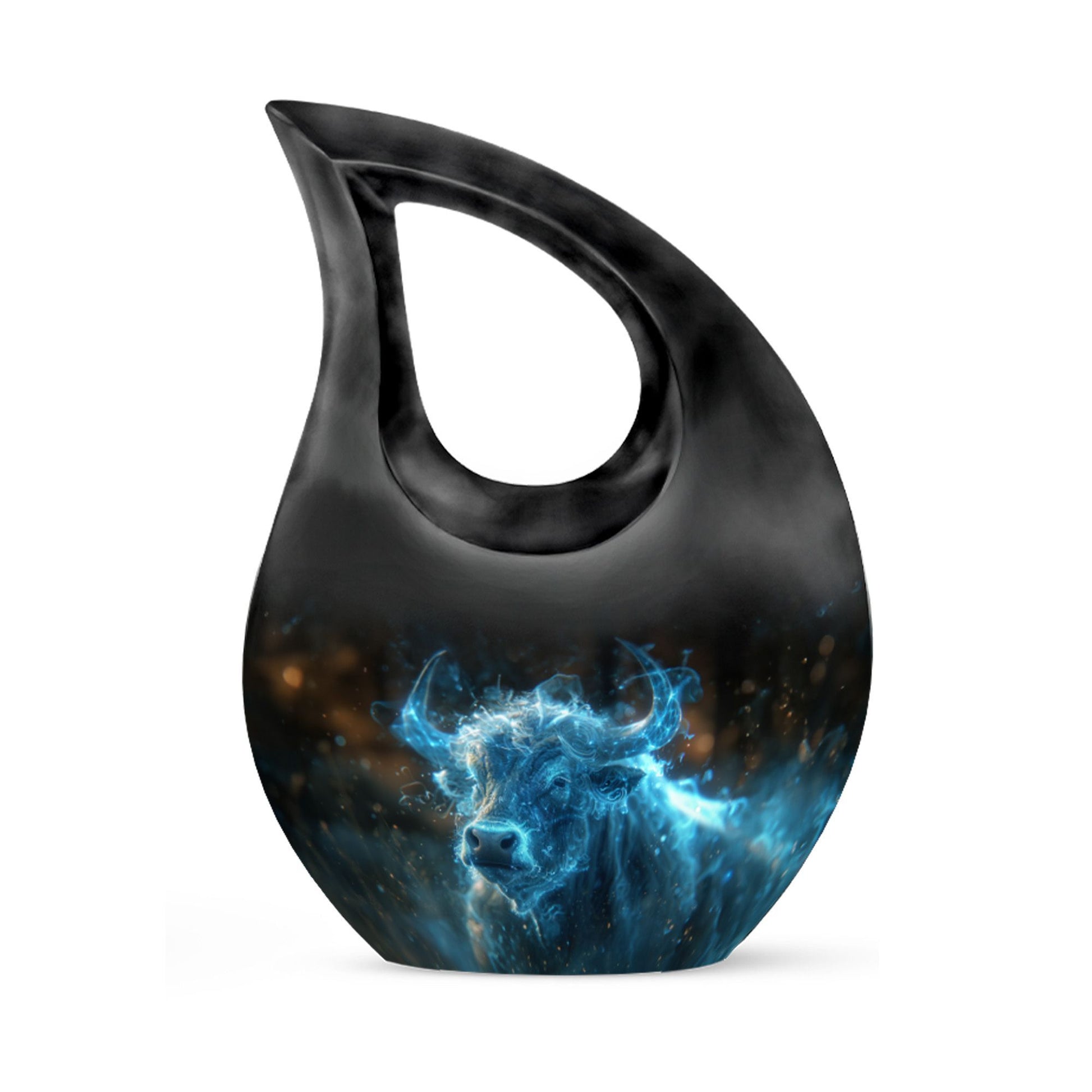 10-inch Cosmic Energy Bull urn with cross drop 