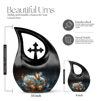 10 inch Luminous Mystic Hare Urn with Cross Drop design 