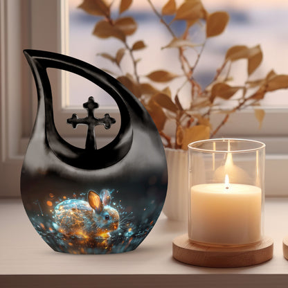 10 inch Luminous Mystic Hare Urn with Cross Drop design 