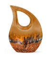 10-inch Autumn Canine Stroll Urn, Cross Drop design, 