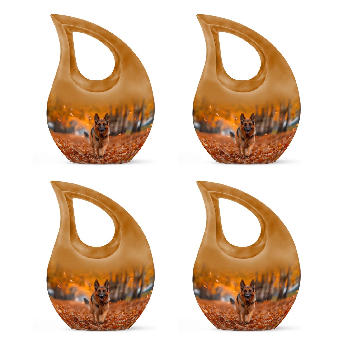 10-inch Autumn Canine Stroll Urn, Cross Drop design, 