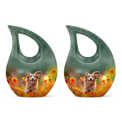 Joyful Floral Frolic Urn, 10-Inch Cross Drop Personal Urn 