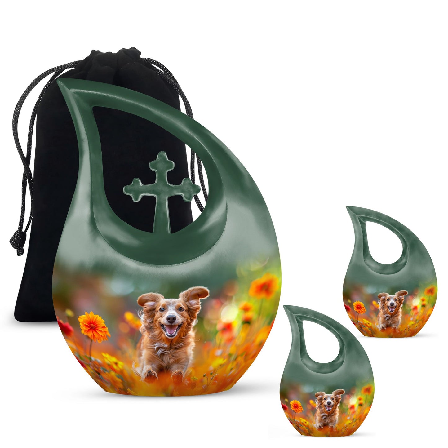 Joyful Floral Frolic Urn, 10-Inch Cross Drop Personal Urn 