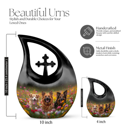 Meadow Canines Bliss Small Urn with Cross Drop 