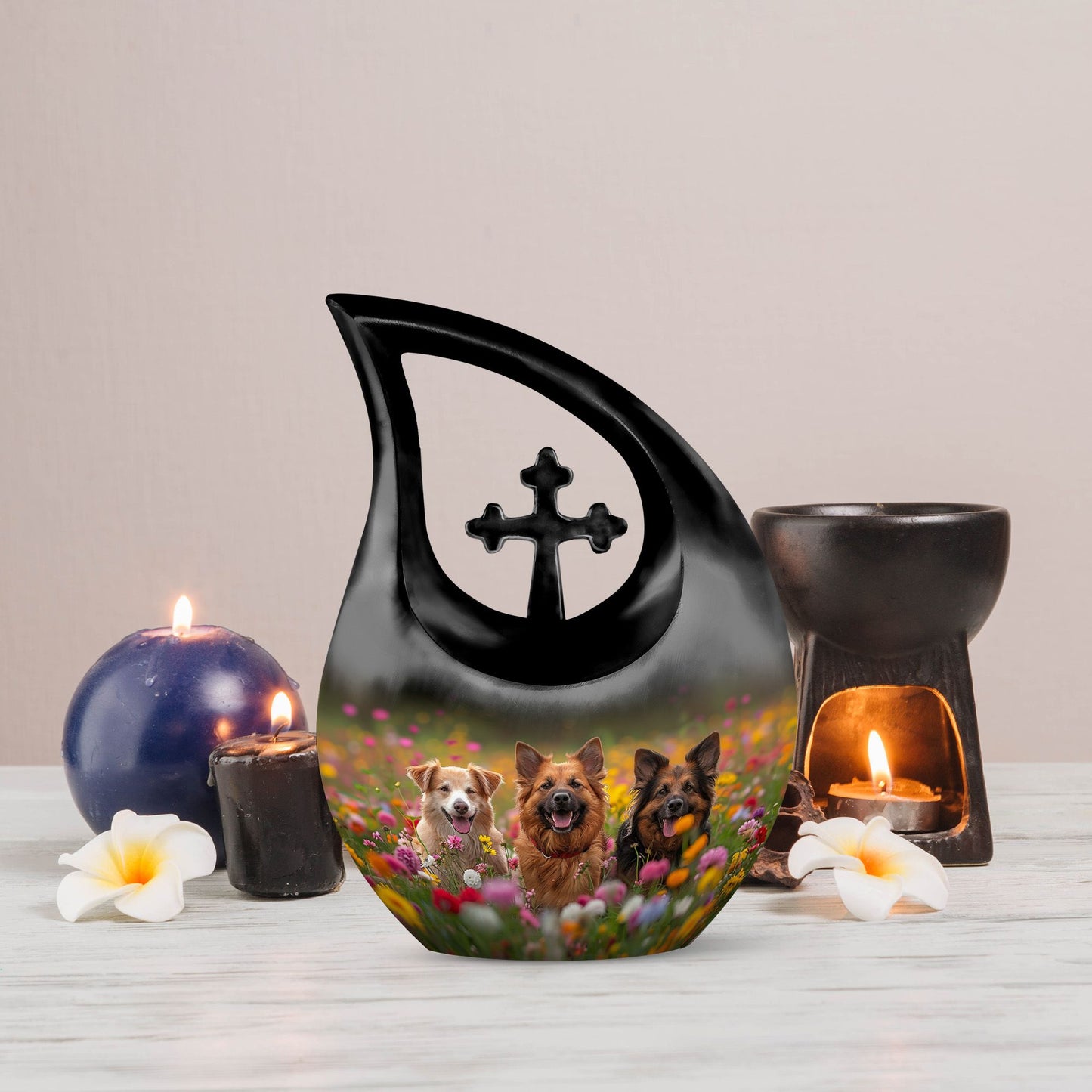 Meadow Canines Bliss Small Urn with Cross Drop 
