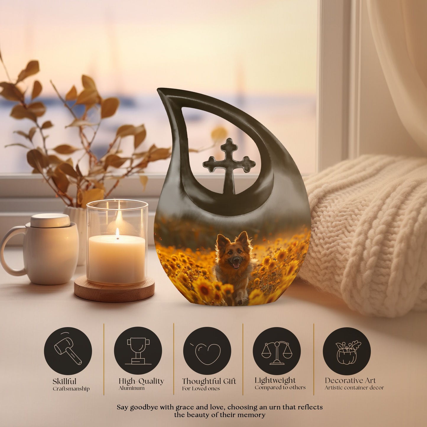 Golden Hour Delight Urn, 10 inch Cross
