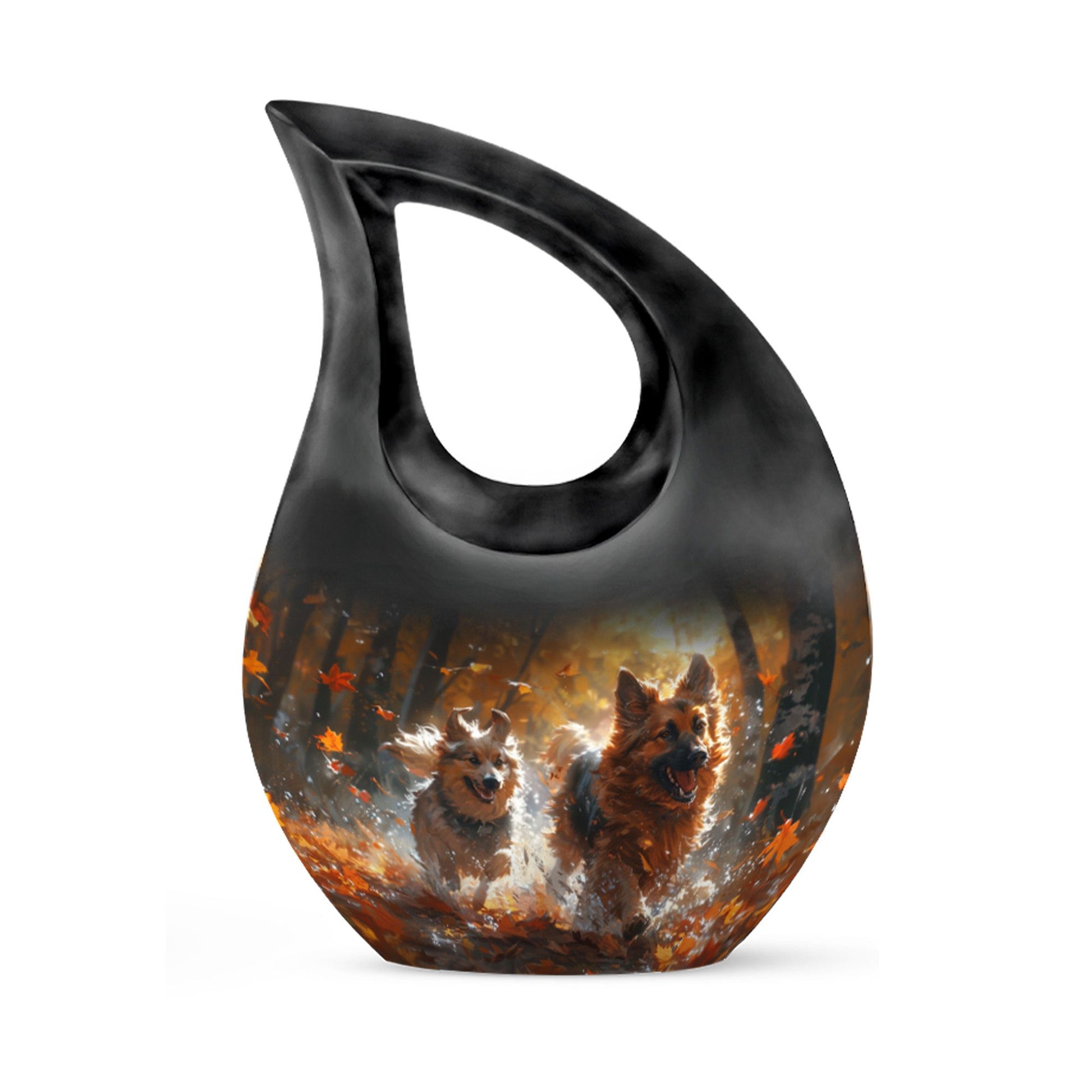 10-inch Autumn Frolic Light Urn with Cross Drop design,