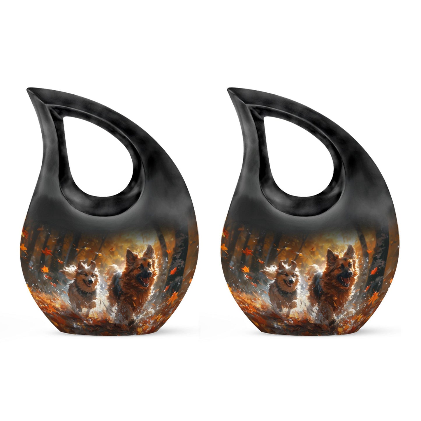 10-inch Autumn Frolic Light Urn with Cross Drop design,