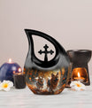 10-inch Autumn Frolic Light Urn with Cross Drop design,