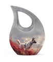 Pet Memorial Urn For Dog - Red Floral Tribute Urn Perfect For Memorials