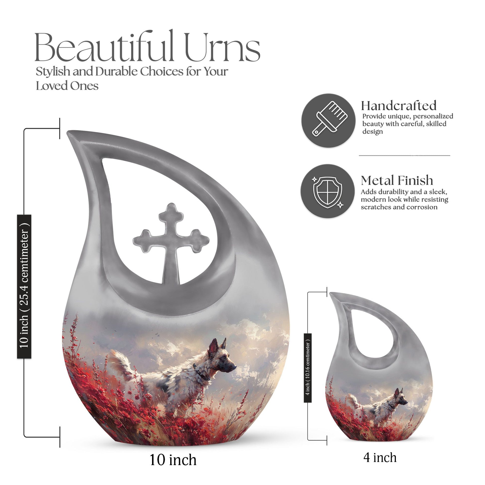 10-inch Crimson Wild Elegance Urn