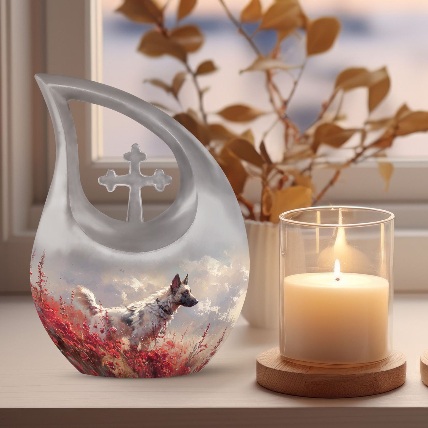 10-inch Crimson Wild Elegance Urn