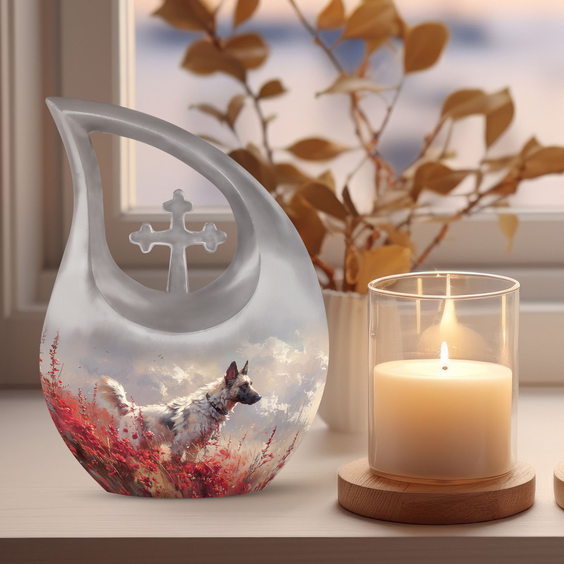 10-inch Crimson Wild Elegance Urn