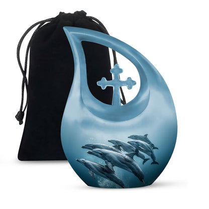 Personalized Dolphin Cremation Urn for Men and Women - 10-inch, 200 cu in - Yatskia