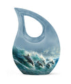 Dolphin Urn Memorial For Adults - Ocean Waves Funeral Urn For Ashes