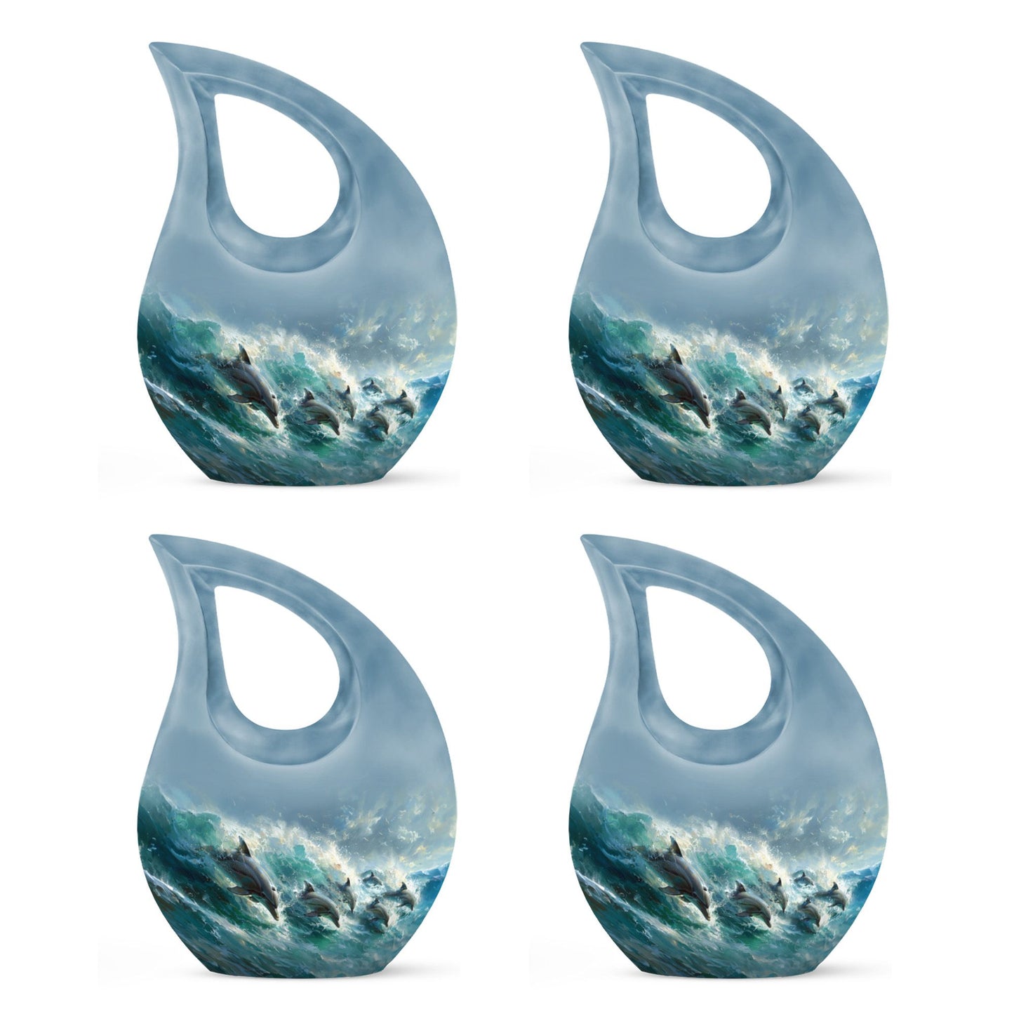 Dolphin Dance Urn, 10-inch Cross Drop design memorial urn,