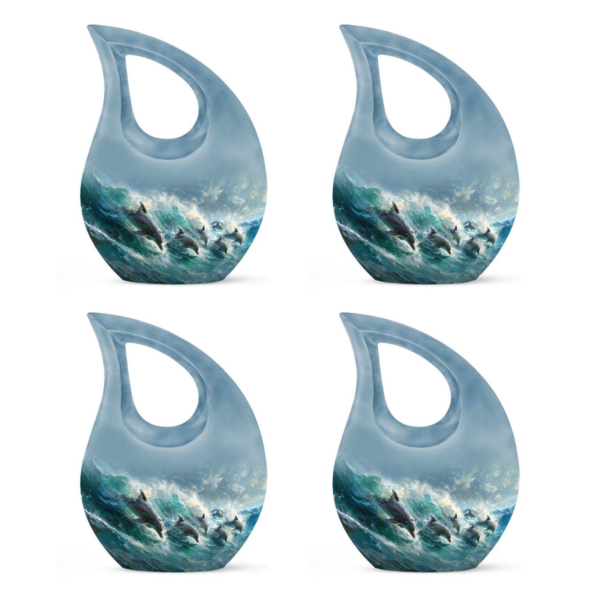 Dolphin Dance Urn, 10-inch Cross Drop design memorial urn,