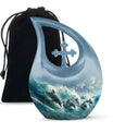 Dolphin Urn Memorial For Adults - Ocean Waves Funeral Urn For Ashes