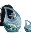 Dolphin Urn Memorial For Adults - Ocean Waves Funeral Urn For Ashes