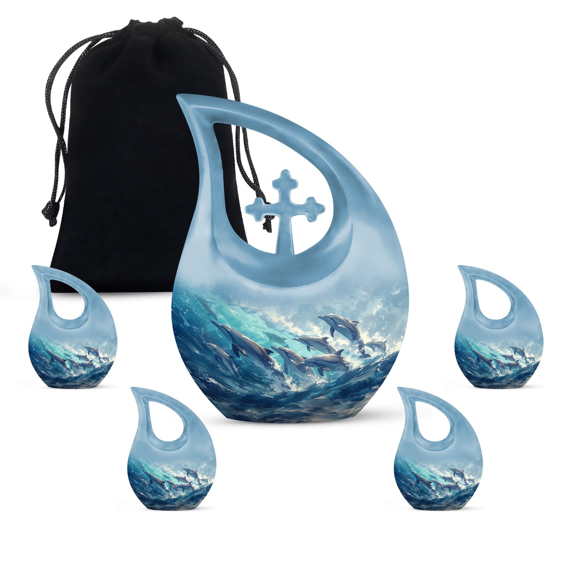 Dolphin Family Cremation Urn - Dolphin Large Funeral Ashes Urn