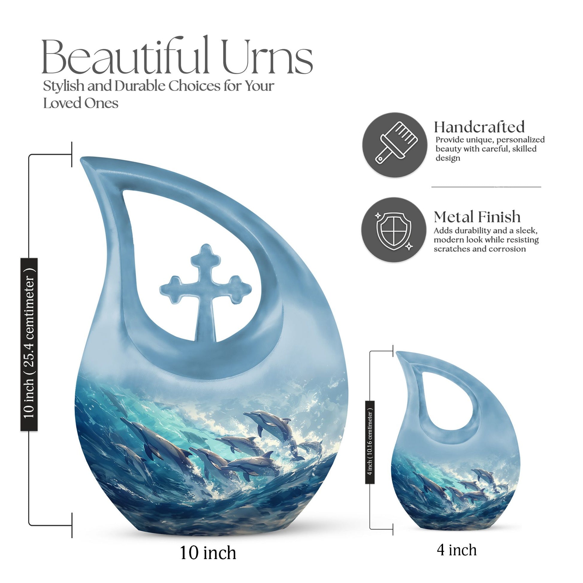 10 Inch Dolphin Harmony Urn, 