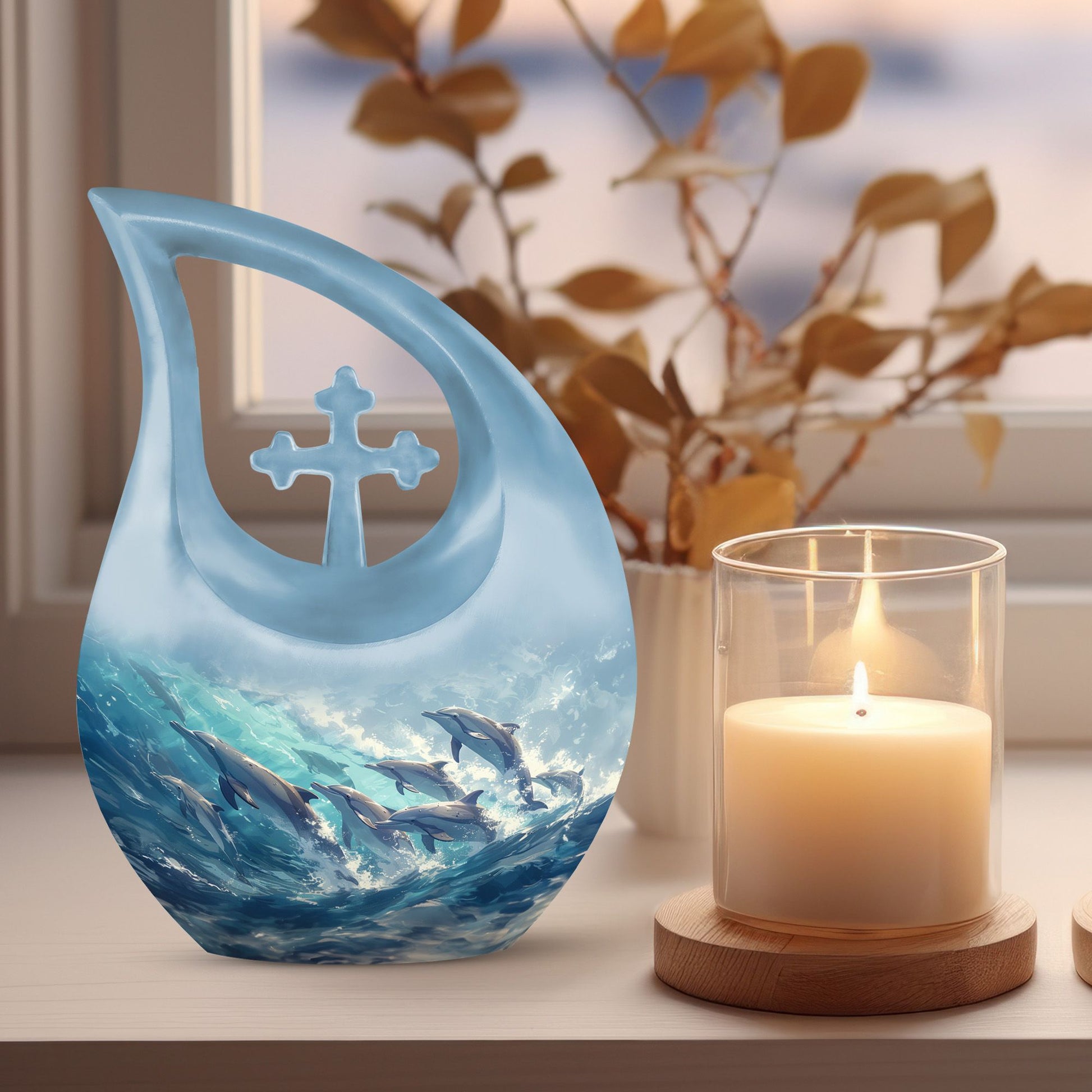 10 Inch Dolphin Harmony Urn, 