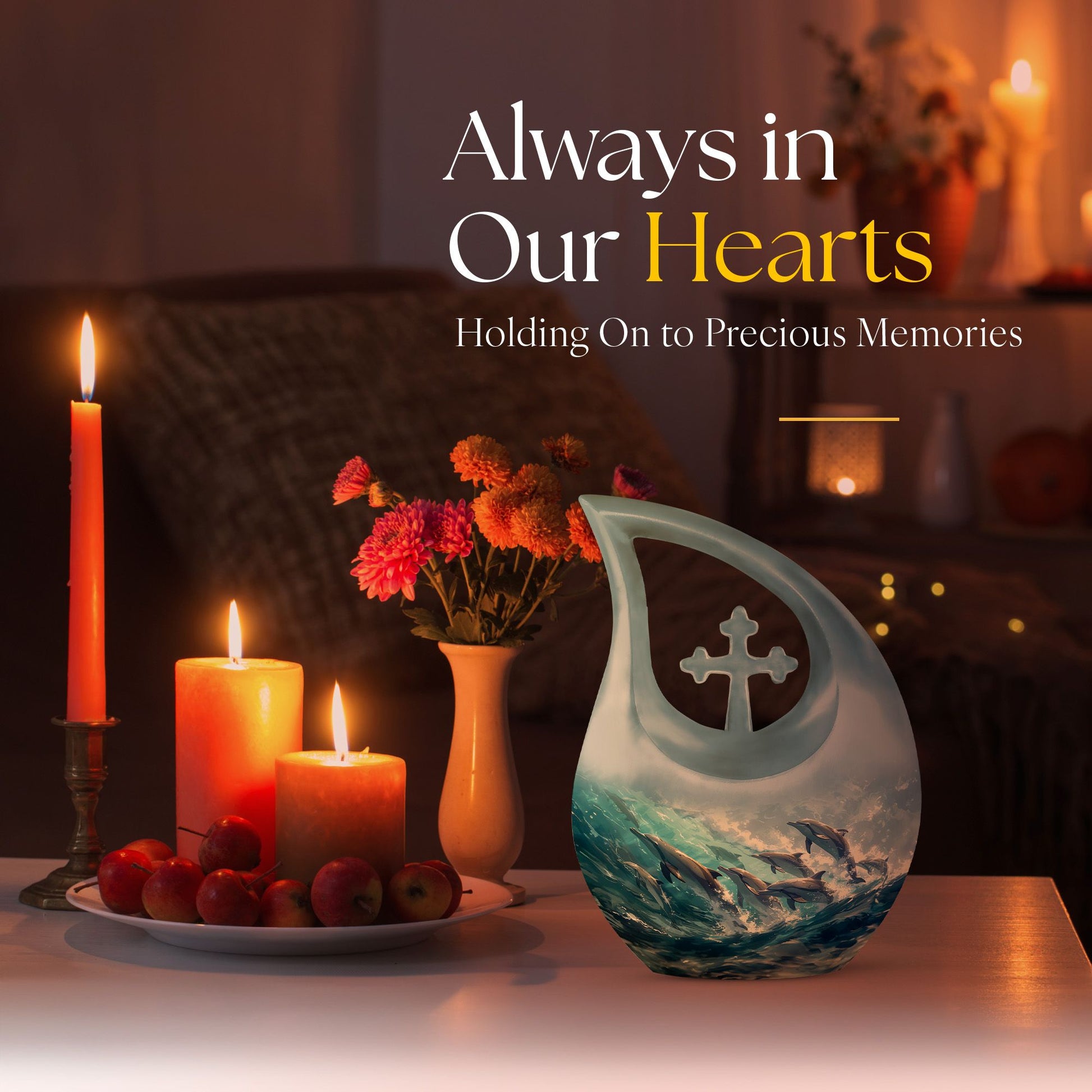 10 Inch Dolphin Harmony Urn, 