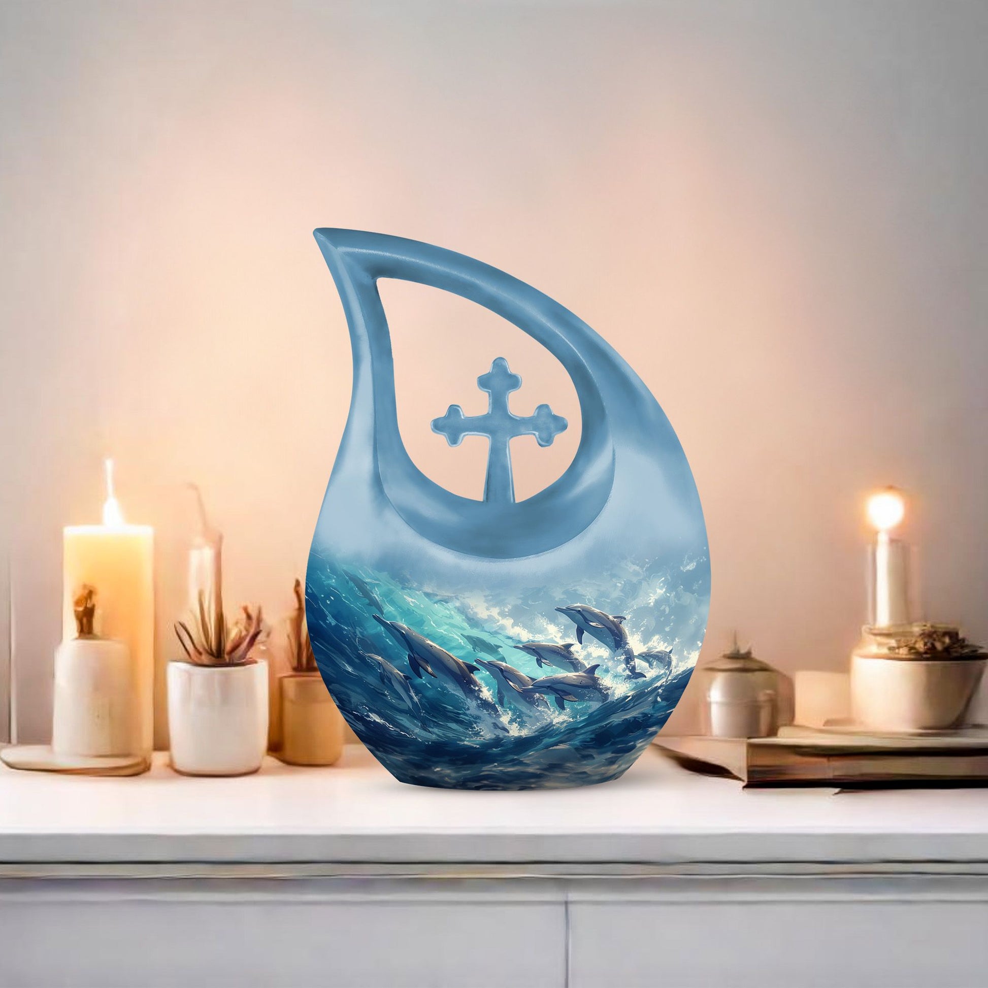 10 Inch Dolphin Harmony Urn, 