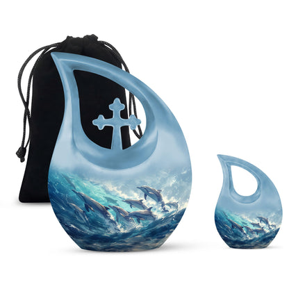 Personalized Dolphin Cremation Urn for Human Ashes - 10-inch, 200 cu in - Yatskia