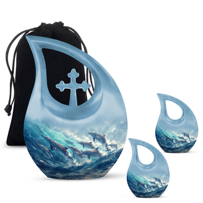 Personalized Dolphin Cremation Urn for Human Ashes - 10-inch, 200 cu in - Yatskia